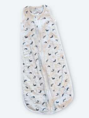 MORI Whale Print Muslin Front Opening 0.5 TOG Sleep Sack 6-24M